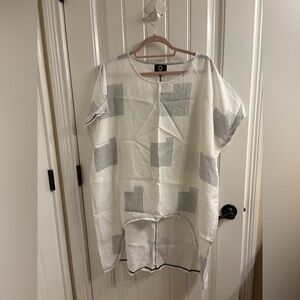 NWT My Soul Danish Luxury Brand Square Stitch Hi-Lo White Tunic Top Minimalist